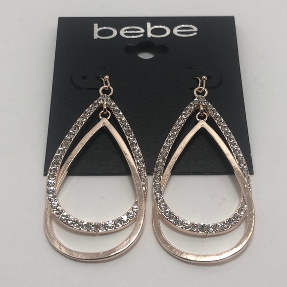 🆕 bebe Rose Gold Tone Teardrop Dangle Earrings - Picture 6 of 6